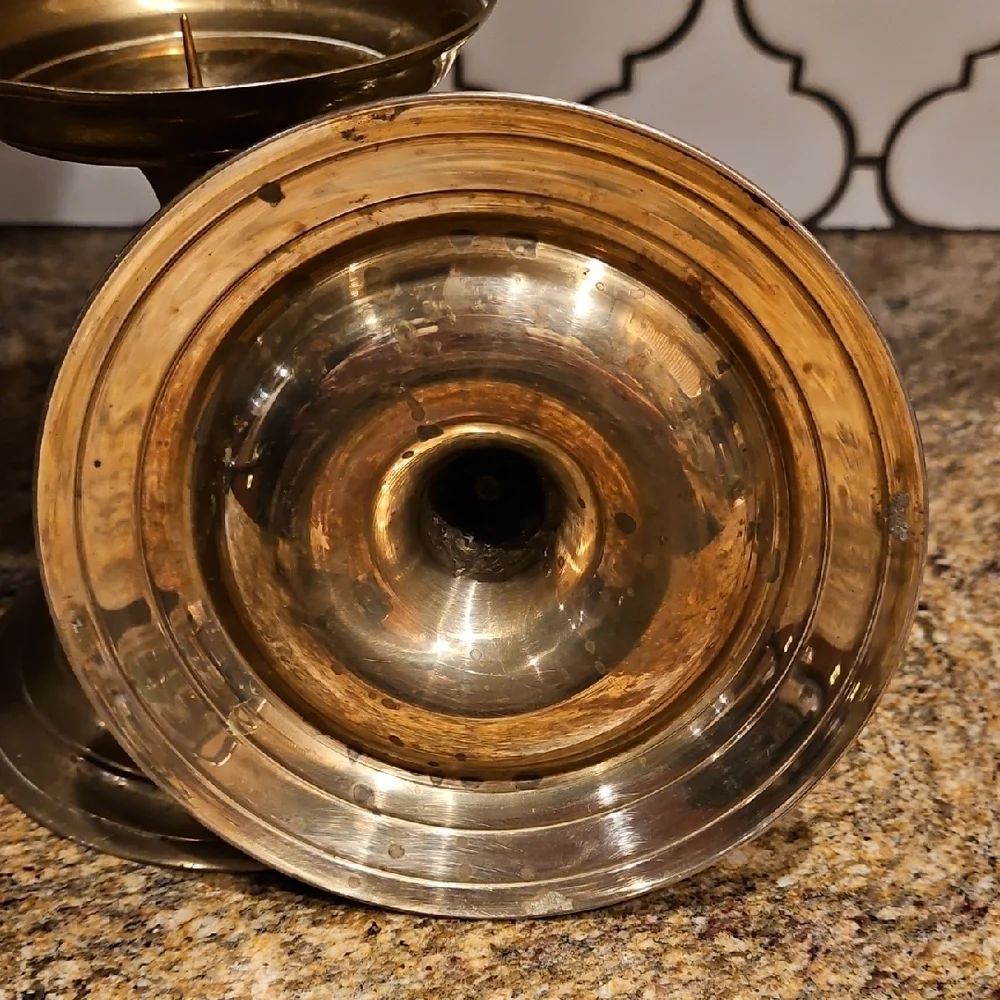 Solid Brass Vintage Pricket Candlestick Holders - Set of 2